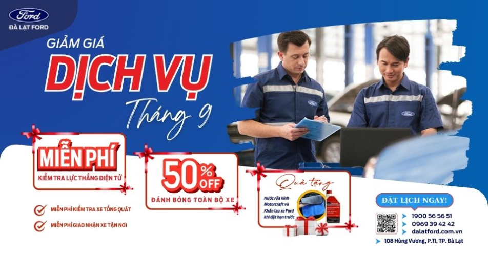 Giảm Giá Dịch vụ tháng 9 tại Đà Lạt Ford