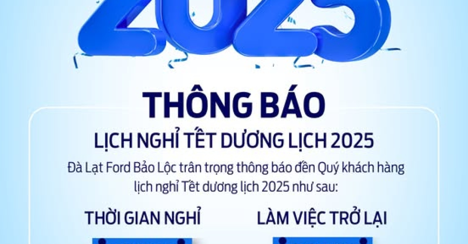 THÔNG BÁO NGHỈ TẾT DƯƠNG LỊCH 2025